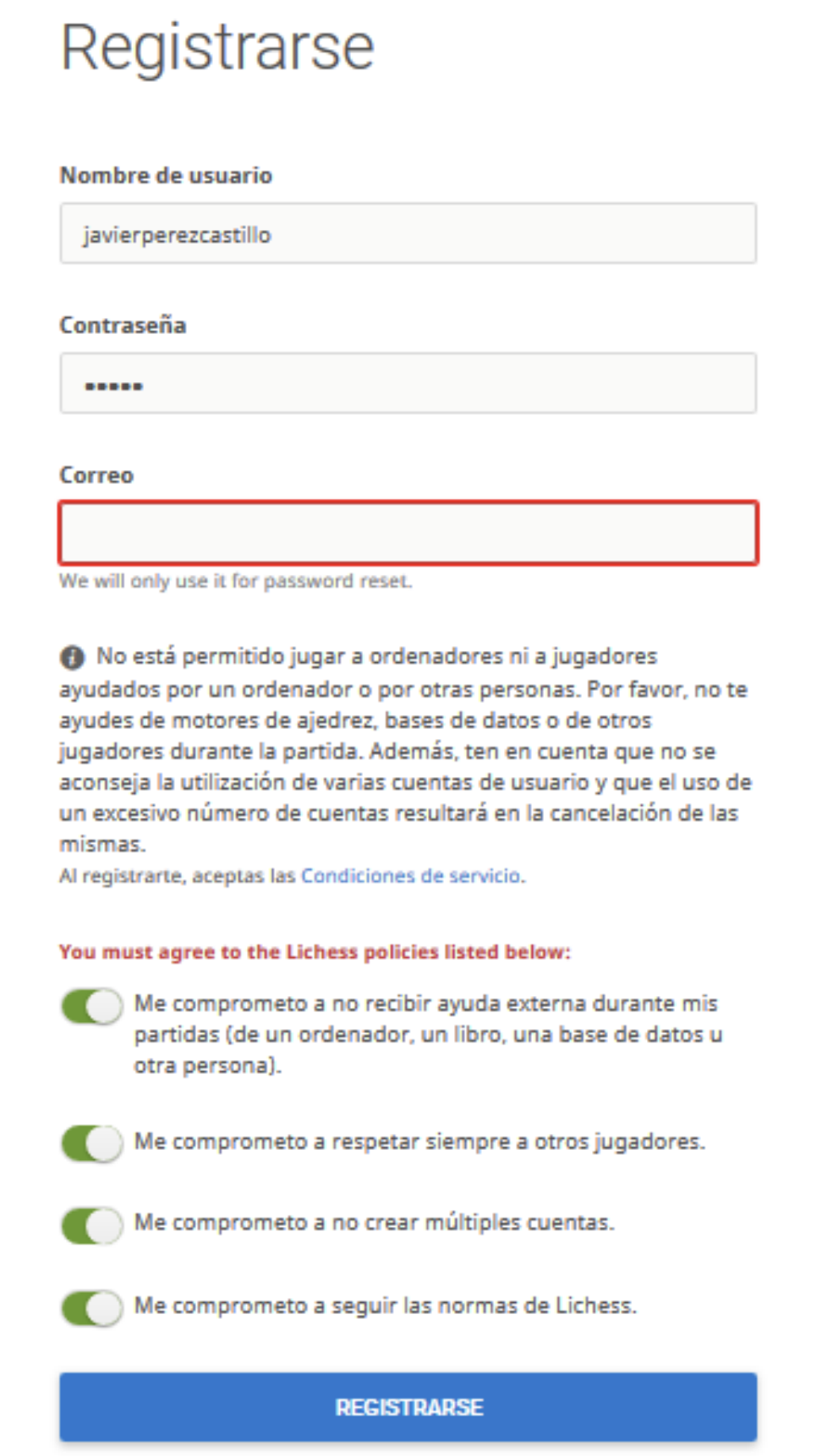 insc Ajedrez